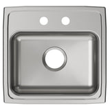Elkay Lustertone Classic 19" Drop In/Topmount Stainless Steel ADA Kitchen Sink, Lustrous Satin, 2 Faucet Holes, LRAD1918552