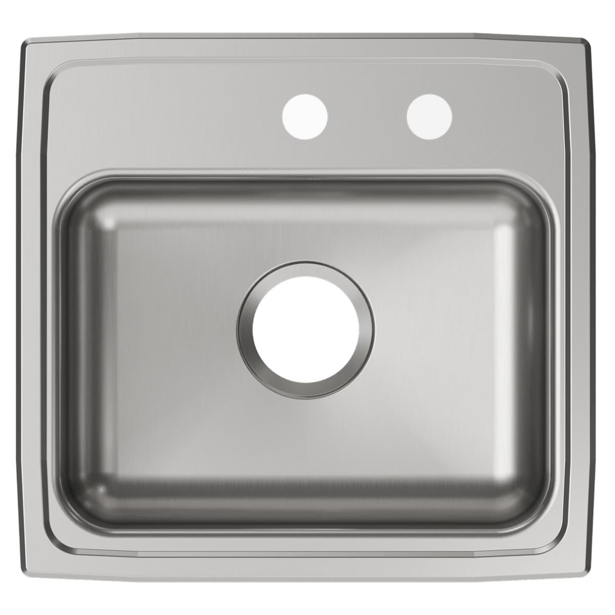 Elkay Lustertone Classic 19" Drop In/Topmount Stainless Steel ADA Kitchen Sink, Lustrous Satin, MR2 Faucet Holes, LRAD191855MR2