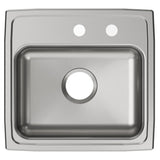 Elkay Lustertone Classic 19" Drop In/Topmount Stainless Steel ADA Kitchen Sink, Lustrous Satin, MR2 Faucet Holes, LRAD191855MR2