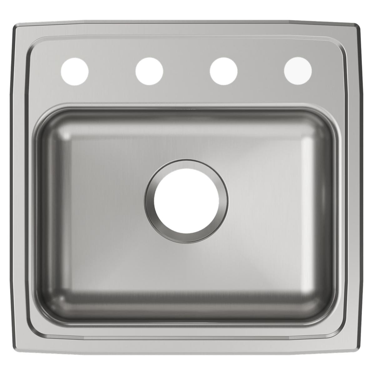 Elkay Lustertone Classic 19" Drop In/Topmount Stainless Steel ADA Kitchen Sink, Lustrous Satin, OS4 Faucet Holes, LRAD191855OS4