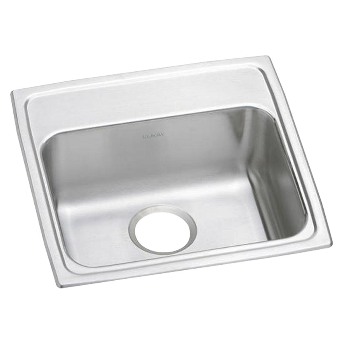 Elkay Lustertone Classic 19" Drop In/Topmount Stainless Steel ADA Kitchen Sink, Lustrous Satin, No Faucet Hole, LRAD1918650
