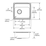 Elkay Lustertone Classic 19" Drop In/Topmount Stainless Steel ADA Kitchen Sink, Lustrous Satin, 3 Faucet Holes, LRAD191865L3