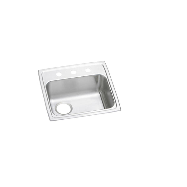 Elkay Lustertone Classic 19" Drop In/Topmount Stainless Steel ADA Kitchen Sink, Lustrous Satin, 2 Faucet Holes, LRAD191855L2