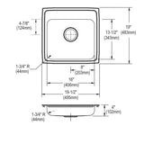 Elkay Lustertone Classic 20" Drop In/Topmount Stainless Steel ADA Kitchen Sink, Lustrous Satin, 3 Faucet Holes, LRADQ1919403