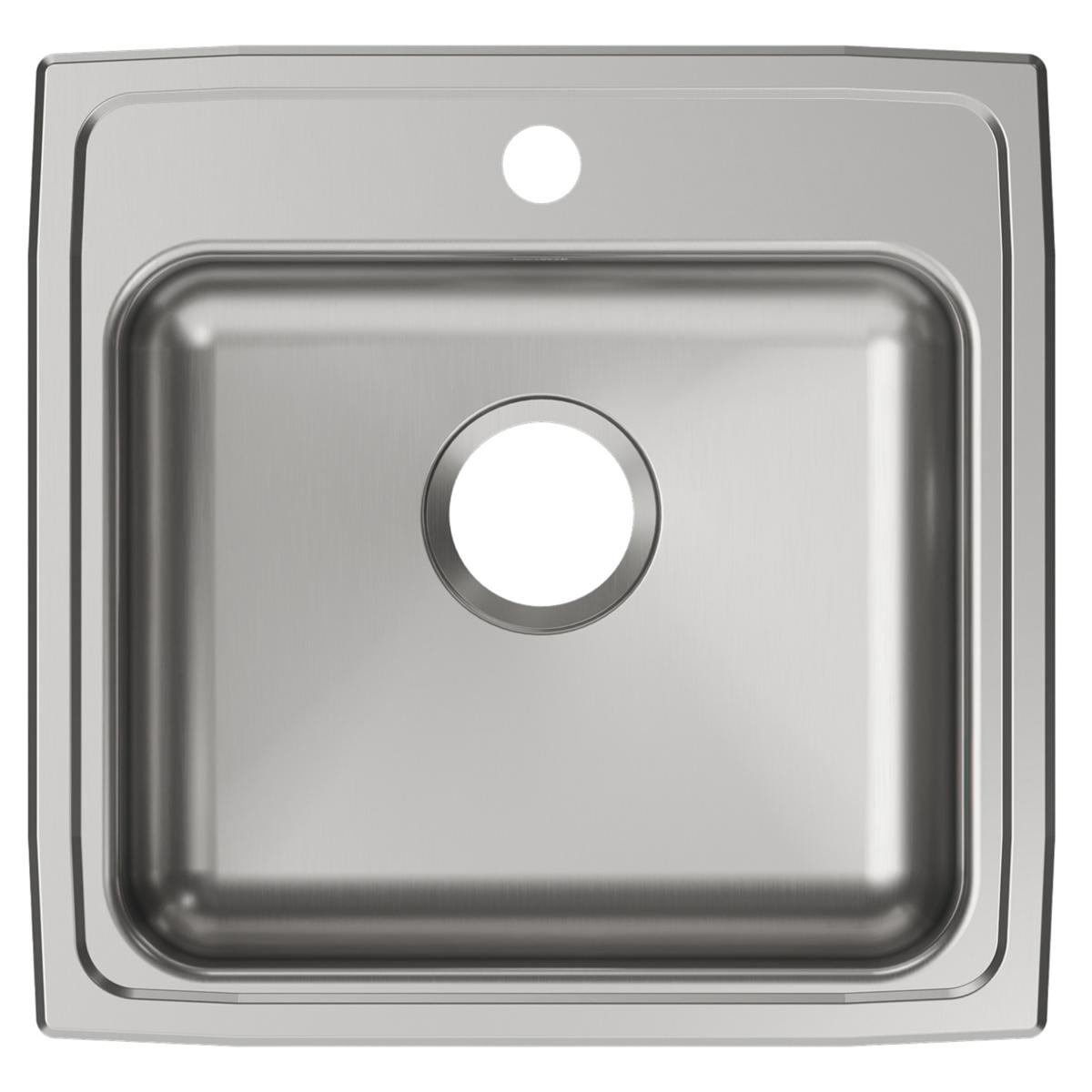 Elkay Lustertone Classic 20" Drop In/Topmount Stainless Steel ADA Kitchen Sink, Lustrous Satin, 1 Faucet Hole, LRAD1919501