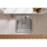 Elkay Lustertone Classic 20" Drop In/Topmount Stainless Steel ADA Kitchen Sink, Lustrous Satin, 2 Faucet Holes, LRAD1919502