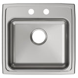 Elkay Lustertone Classic 20" Drop In/Topmount Stainless Steel ADA Kitchen Sink, Lustrous Satin, 2 Faucet Holes, LRAD1919502