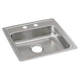 Elkay Lustertone Classic 20" Drop In/Topmount Stainless Steel ADA Kitchen Sink, Lustrous Satin, 2 Faucet Holes, LRAD1919502