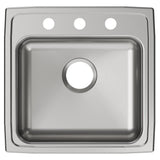 Elkay Lustertone Classic 20" Drop In/Topmount Stainless Steel ADA Kitchen Sink, Lustrous Satin, 3 Faucet Holes, LRAD1919503