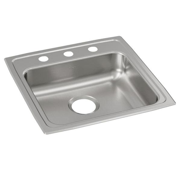 Elkay Lustertone Classic 20" Drop In/Topmount Stainless Steel ADA Kitchen Sink, Lustrous Satin, 3 Faucet Holes, LRAD1919503