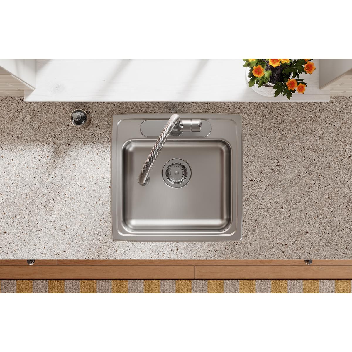 Elkay Lustertone Classic 20" Drop In/Topmount Stainless Steel ADA Kitchen Sink, Lustrous Satin, MR2 Faucet Holes, LRAD191950MR2