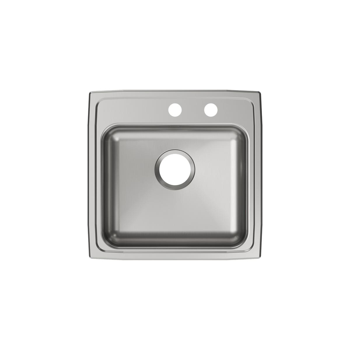 Elkay Lustertone Classic 20" Drop In/Topmount Stainless Steel ADA Kitchen Sink, Lustrous Satin, MR2 Faucet Holes, LRAD191950MR2