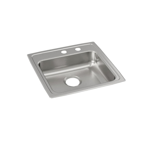 Elkay Lustertone Classic 20" Drop In/Topmount Stainless Steel ADA Kitchen Sink, Lustrous Satin, MR2 Faucet Holes, LRAD191950MR2