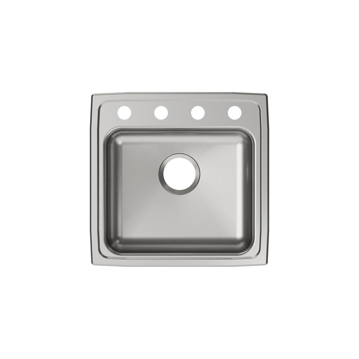 Elkay Lustertone Classic 20" Drop In/Topmount Stainless Steel ADA Kitchen Sink, Lustrous Satin, OS4 Faucet Holes, LRAD191950OS4