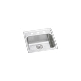 Elkay Lustertone Classic 20" Drop In/Topmount Stainless Steel ADA Kitchen Sink, Lustrous Satin, 1 Faucet Hole, Perfect Drain, LRAD191965PD1