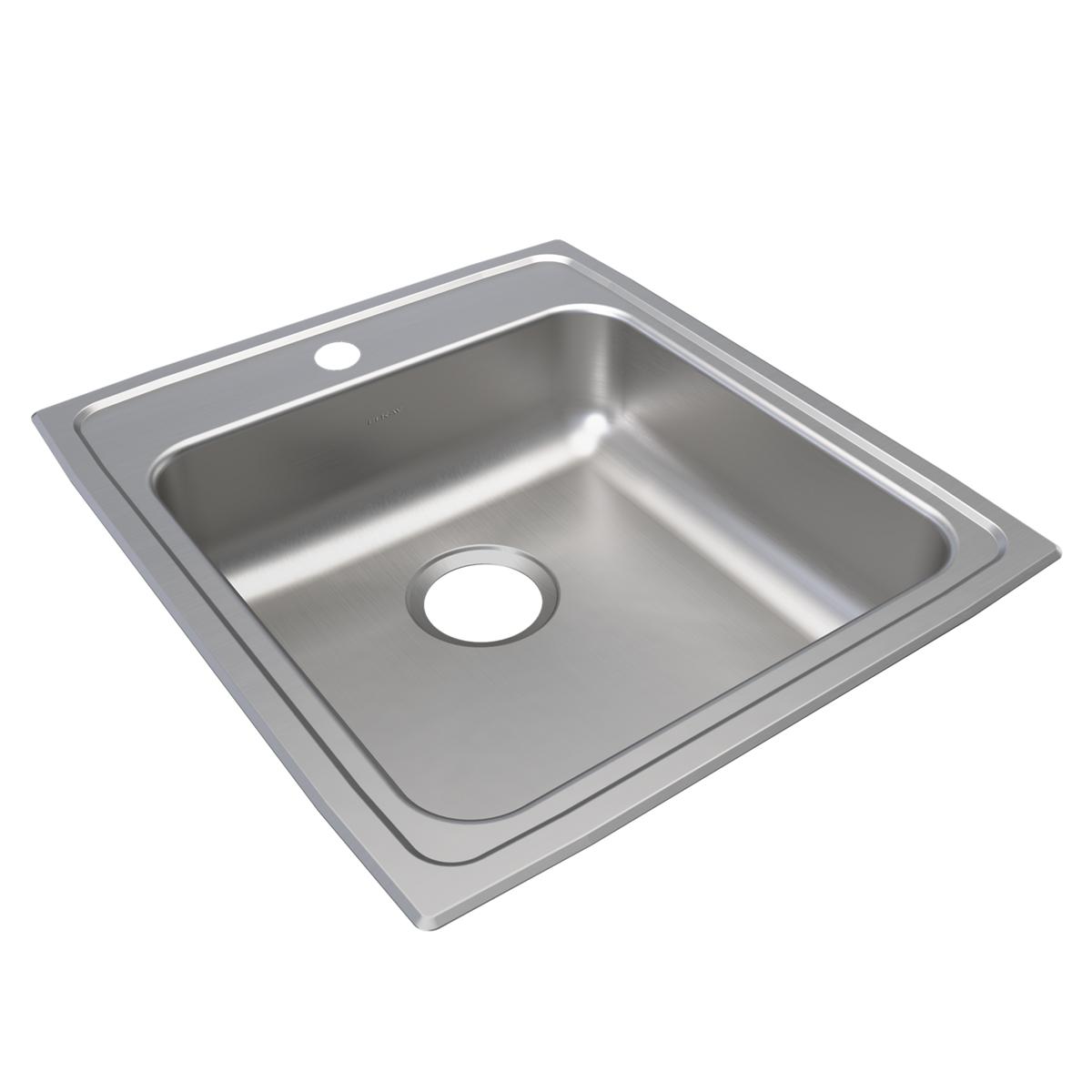 Elkay Lustertone Classic 20" Drop In/Topmount Stainless Steel ADA Kitchen Sink, Lustrous Satin, 1 Faucet Hole, LRAD2022651