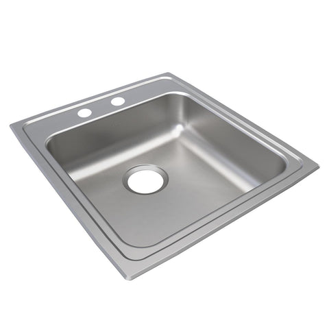 Elkay Lustertone Classic 20" Drop In/Topmount Stainless Steel ADA Kitchen Sink, Lustrous Satin, 2 Faucet Holes, LRAD2022652