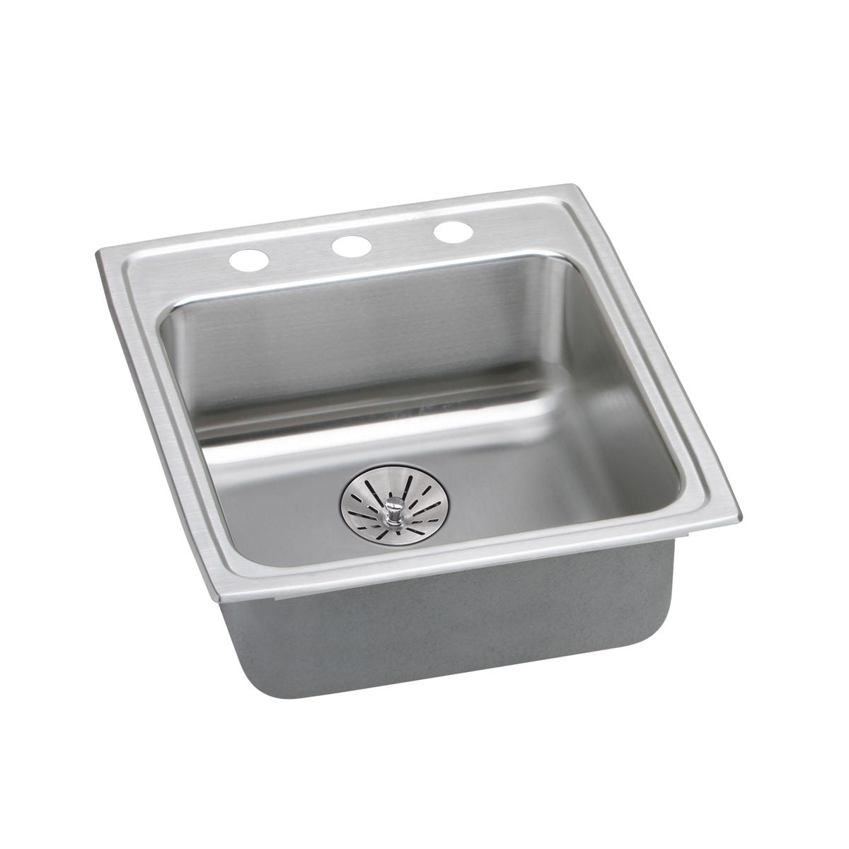 Elkay Lustertone Classic 20" Drop In/Topmount Stainless Steel ADA Kitchen Sink, Lustrous Satin, 1 Faucet Hole, Perfect Drain, LRADQ202265PD1