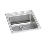 Elkay Lustertone Classic 20" Drop In/Topmount Stainless Steel ADA Kitchen Sink, Lustrous Satin, 3 Faucet Holes, Perfect Drain, LRAD202265PD3