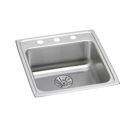 Elkay Lustertone Classic 20" Drop In/Topmount Stainless Steel ADA Kitchen Sink, Lustrous Satin, No Faucet Hole, Perfect Drain, LRAD202265PD0