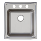 Elkay Lustertone Classic 20" Drop In/Topmount Stainless Steel ADA Kitchen Sink, Lustrous Satin, 3 Faucet Holes, LRAD2022653
