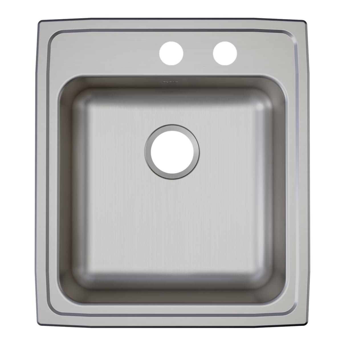Elkay Lustertone Classic 20" Drop In/Topmount Stainless Steel ADA Kitchen Sink, Lustrous Satin, MR2 Faucet Holes, LRAD202265MR2
