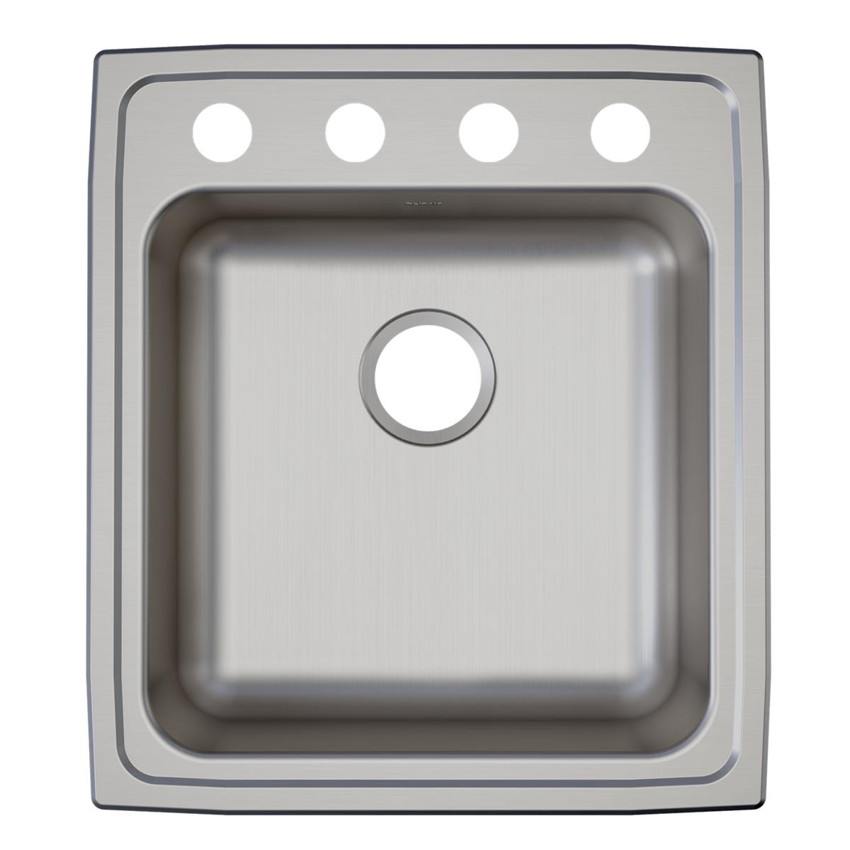 Elkay Lustertone Classic 20" Drop In/Topmount Stainless Steel ADA Kitchen Sink, Lustrous Satin, OS4 Faucet Holes, LRAD202265OS4