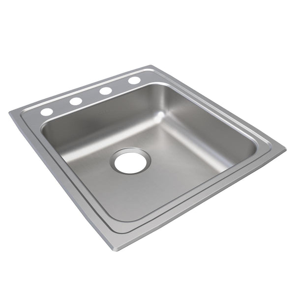 Elkay Lustertone Classic 20" Drop In/Topmount Stainless Steel ADA Kitchen Sink, Lustrous Satin, OS4 Faucet Holes, LRAD202265OS4