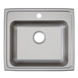 Elkay Lustertone Classic 22" Drop In/Topmount Stainless Steel ADA Kitchen Sink, Lustrous Satin, 2 Faucet Holes, LRAD2219552