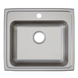 Elkay Lustertone Classic 22" Drop In/Topmount Stainless Steel ADA Kitchen Sink, Lustrous Satin, MR2 Faucet Holes, LRAD221960MR2