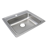 Elkay Lustertone Classic 22" Drop In/Topmount Stainless Steel ADA Kitchen Sink, Lustrous Satin, 1 Faucet Hole, LRAD2219651