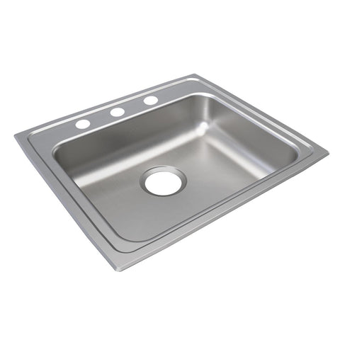Elkay Lustertone Classic 22" Drop In/Topmount Stainless Steel ADA Kitchen Sink, Lustrous Satin, 3 Faucet Holes, LRAD2219503