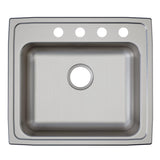 Elkay Lustertone Classic 22" Drop In/Topmount Stainless Steel ADA Kitchen Sink, Lustrous Satin, 4 Faucet Holes, LRAD2219504