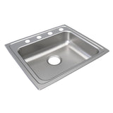 Elkay Lustertone Classic 22" Drop In/Topmount Stainless Steel ADA Kitchen Sink, Lustrous Satin, 4 Faucet Holes, LRAD2219504