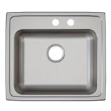 Elkay Lustertone Classic 22" Drop In/Topmount Stainless Steel ADA Kitchen Sink, Lustrous Satin, MR2 Faucet Holes, LRAD221950MR2