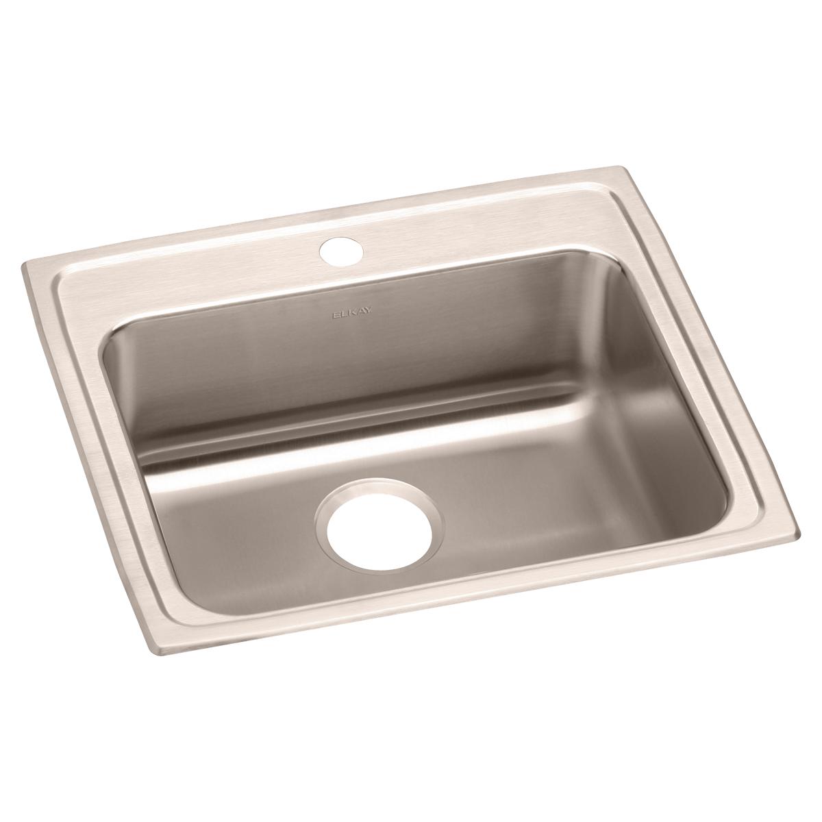 Elkay Lustertone Classic 22" Drop In/Topmount Stainless Steel ADA Kitchen Sink, Lustrous Satin, 1 Faucet Hole, LRAD2219551