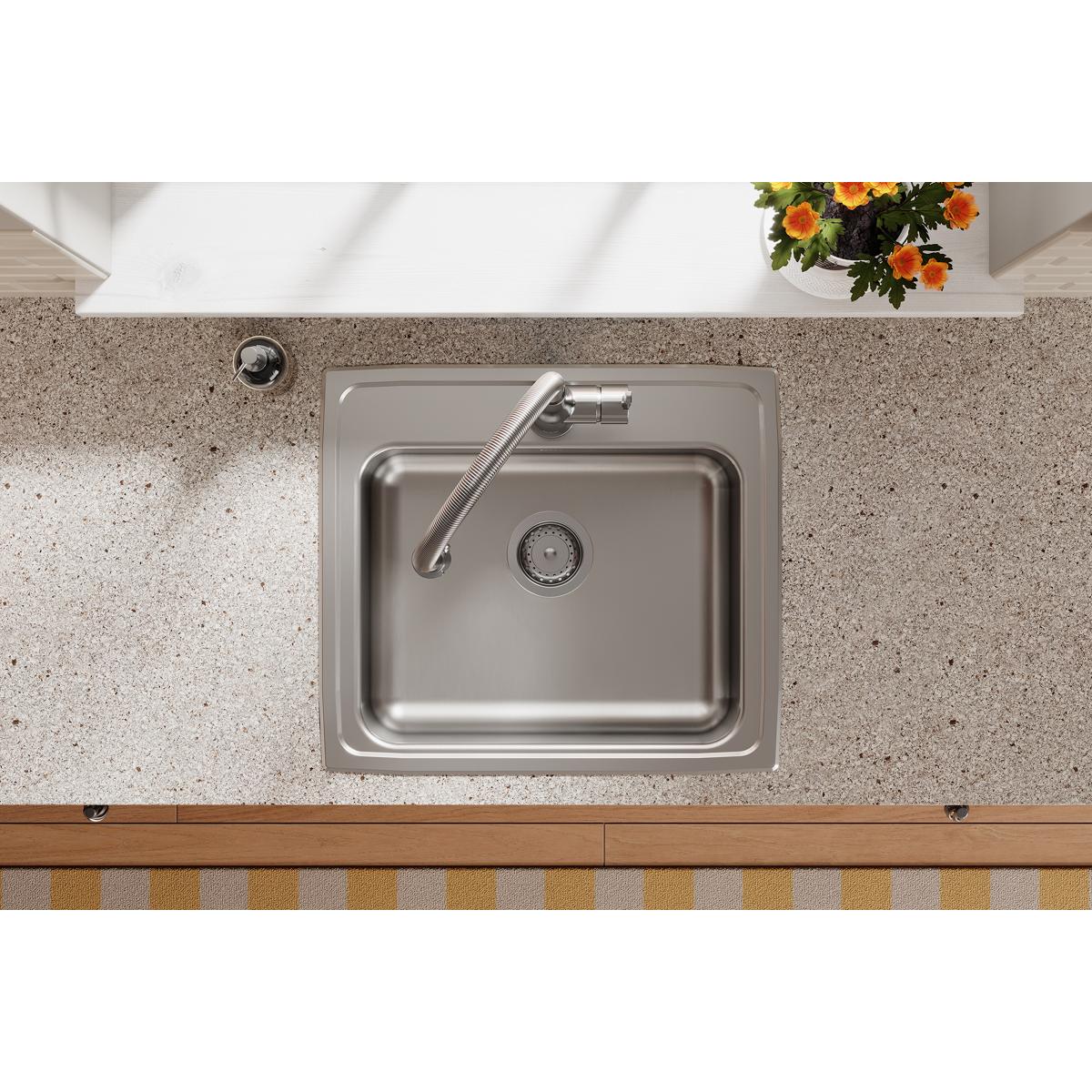 Elkay Lustertone Classic 22" Drop In/Topmount Stainless Steel ADA Kitchen Sink, Lustrous Satin, 18 Gauge, LRAD2219650