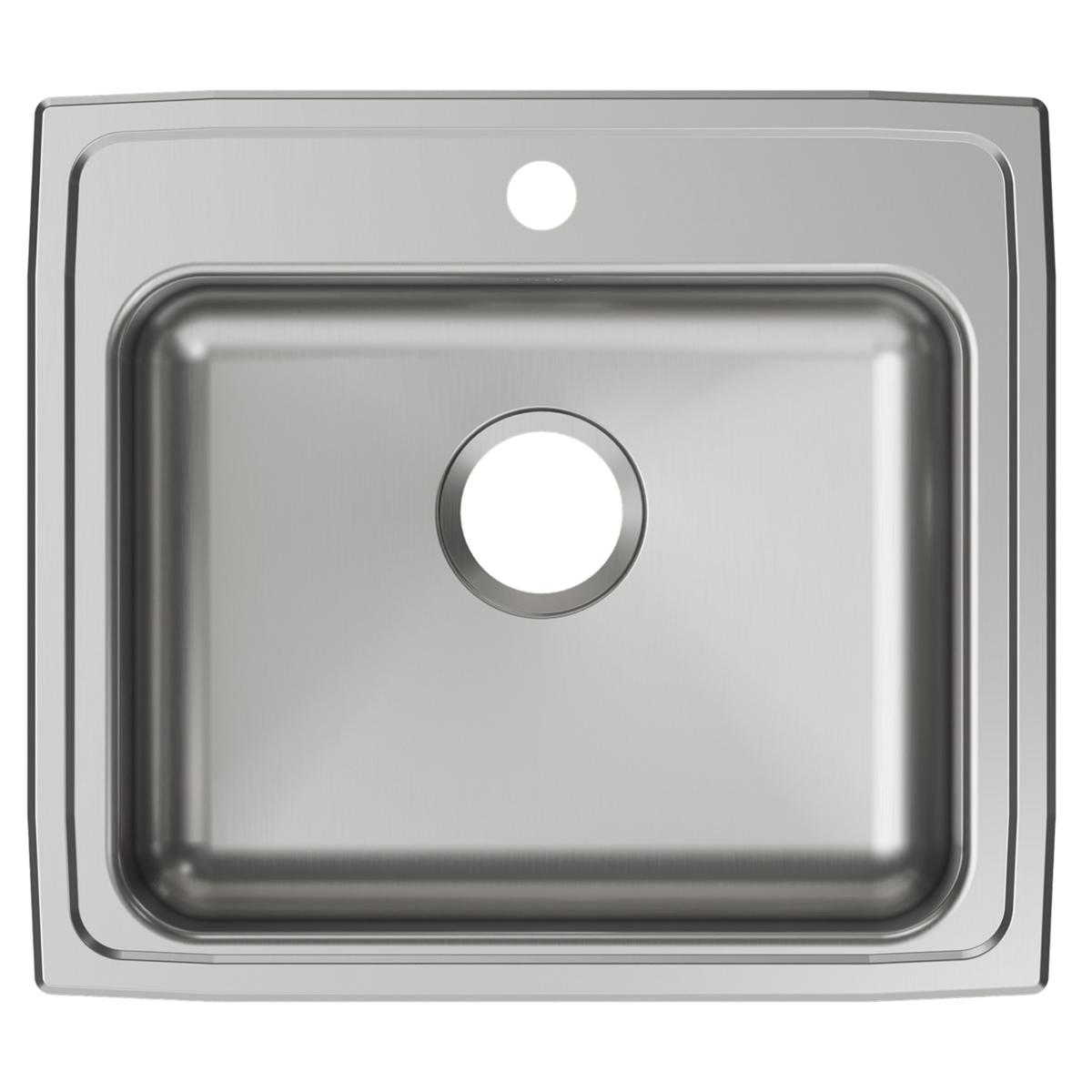 Elkay Lustertone Classic 22" Drop In/Topmount Stainless Steel ADA Kitchen Sink, Lustrous Satin, 1 Faucet Hole, LRAD2219651