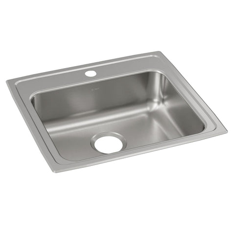 Elkay Lustertone Classic 22" Drop In/Topmount Stainless Steel ADA Kitchen Sink, Lustrous Satin, 2 Faucet Holes, LRAD221965R2