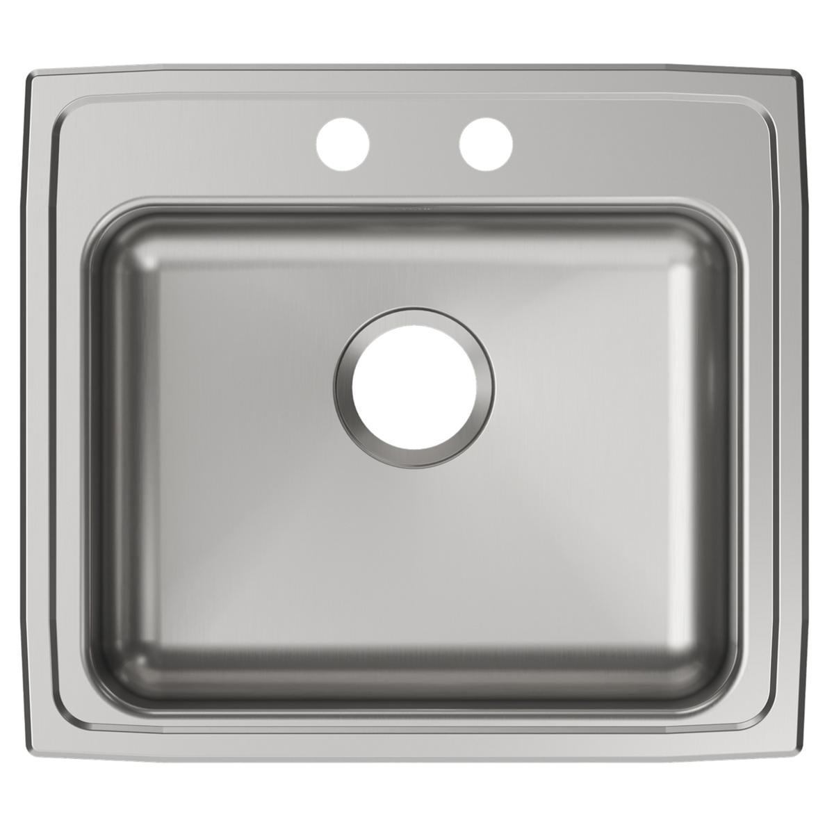 Elkay Lustertone Classic 22" Drop In/Topmount Stainless Steel ADA Kitchen Sink, Lustrous Satin, 2 Faucet Holes, LRAD2219652