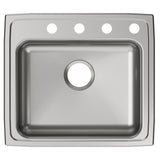 Elkay Lustertone Classic 22" Drop In/Topmount Stainless Steel ADA Kitchen Sink, Lustrous Satin, 4 Faucet Holes, LRAD2219654