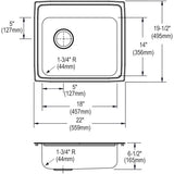 Elkay Lustertone Classic 22" Drop In/Topmount Stainless Steel ADA Kitchen Sink, Lustrous Satin, 4 Faucet Holes, LRAD221965L4