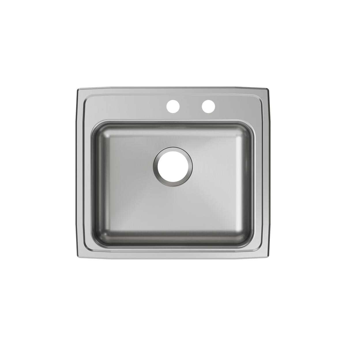 Elkay Lustertone Classic 22" Drop In/Topmount Stainless Steel ADA Kitchen Sink, Lustrous Satin, MR2 Faucet Holes, LRAD221965MR2