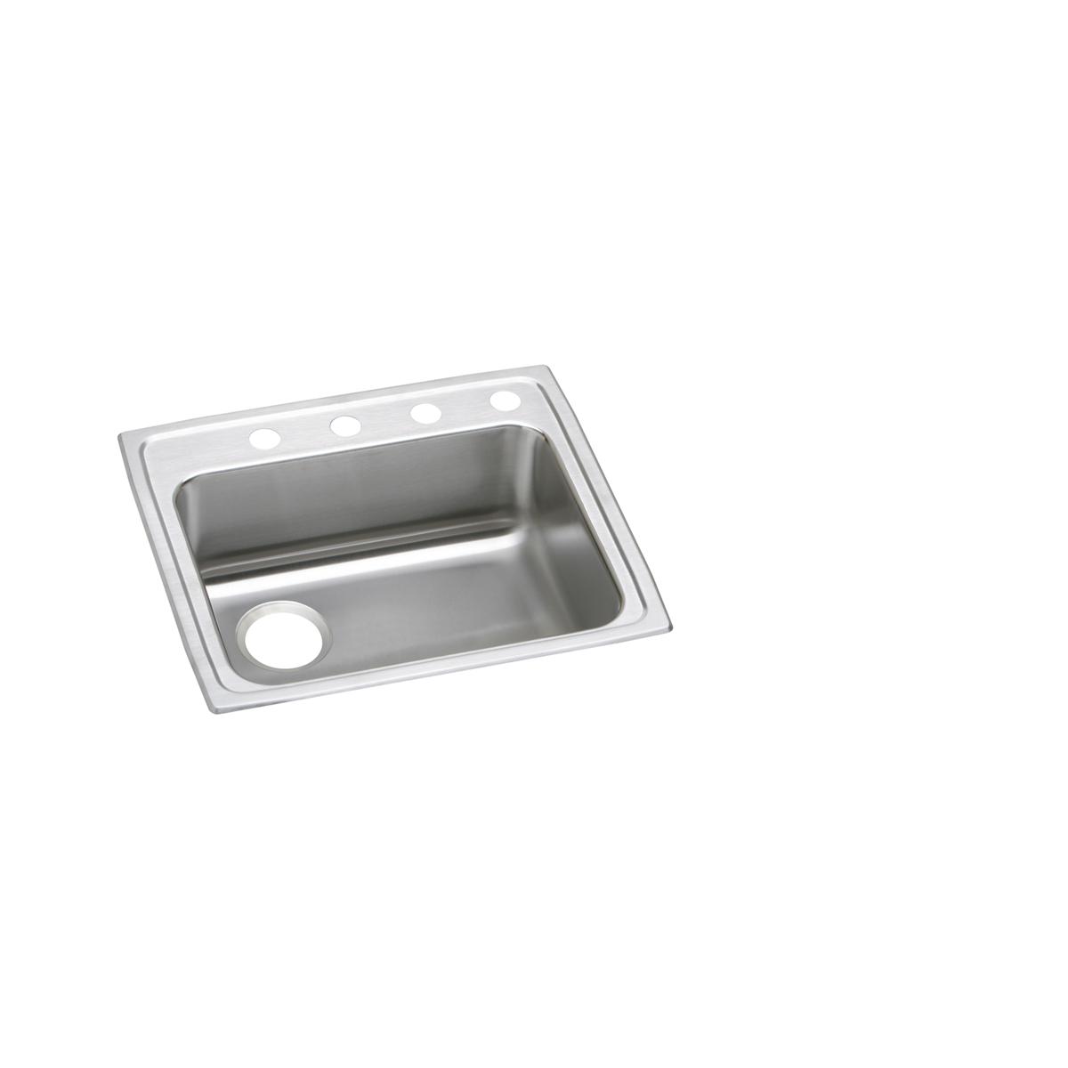 Elkay Lustertone Classic 22" Drop In/Topmount Stainless Steel ADA Kitchen Sink, Lustrous Satin, 1 Faucet Hole, LRAD221955L1