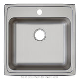 Elkay Lustertone Classic 22" Drop In/Topmount Stainless Steel ADA Kitchen Sink, Lustrous Satin, 4 Faucet Holes, LRAD2222654