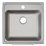 Elkay Lustertone Classic 22" Drop In/Topmount Stainless Steel ADA Kitchen Sink, Lustrous Satin, 4 Faucet Holes, LRAD2222604