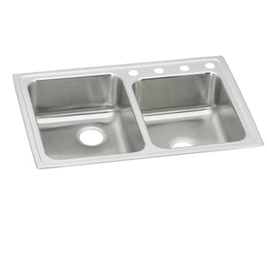 Alternate Image for Elkay Lustertone Classic 33" Drop In/Topmount Stainless Steel ADA Kitchen Sink, Double Bowl, Lustrous Satin, 4 Faucet Holes, LRAD250554