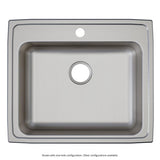 Elkay Lustertone Classic 25" Drop In/Topmount Stainless Steel ADA Kitchen Sink, Lustrous Satin, 1 Faucet Hole, LRAD2521601