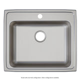 Elkay Lustertone Classic 25" Drop In/Topmount Stainless Steel ADA Kitchen Sink, Lustrous Satin, 5 Faucet Holes, LRAD2521605
