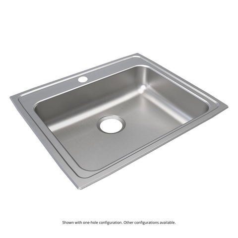 Elkay Lustertone Classic 25" Drop In/Topmount Stainless Steel ADA Kitchen Sink, Lustrous Satin, 4 Faucet Holes, LRAD2521604